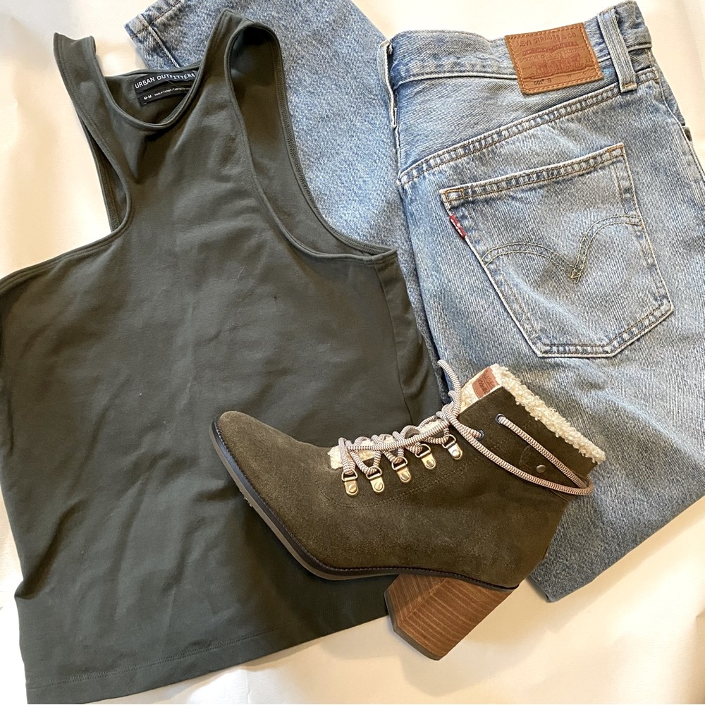 Urban Outfitters | Olive Green High Neck Racerback Tank